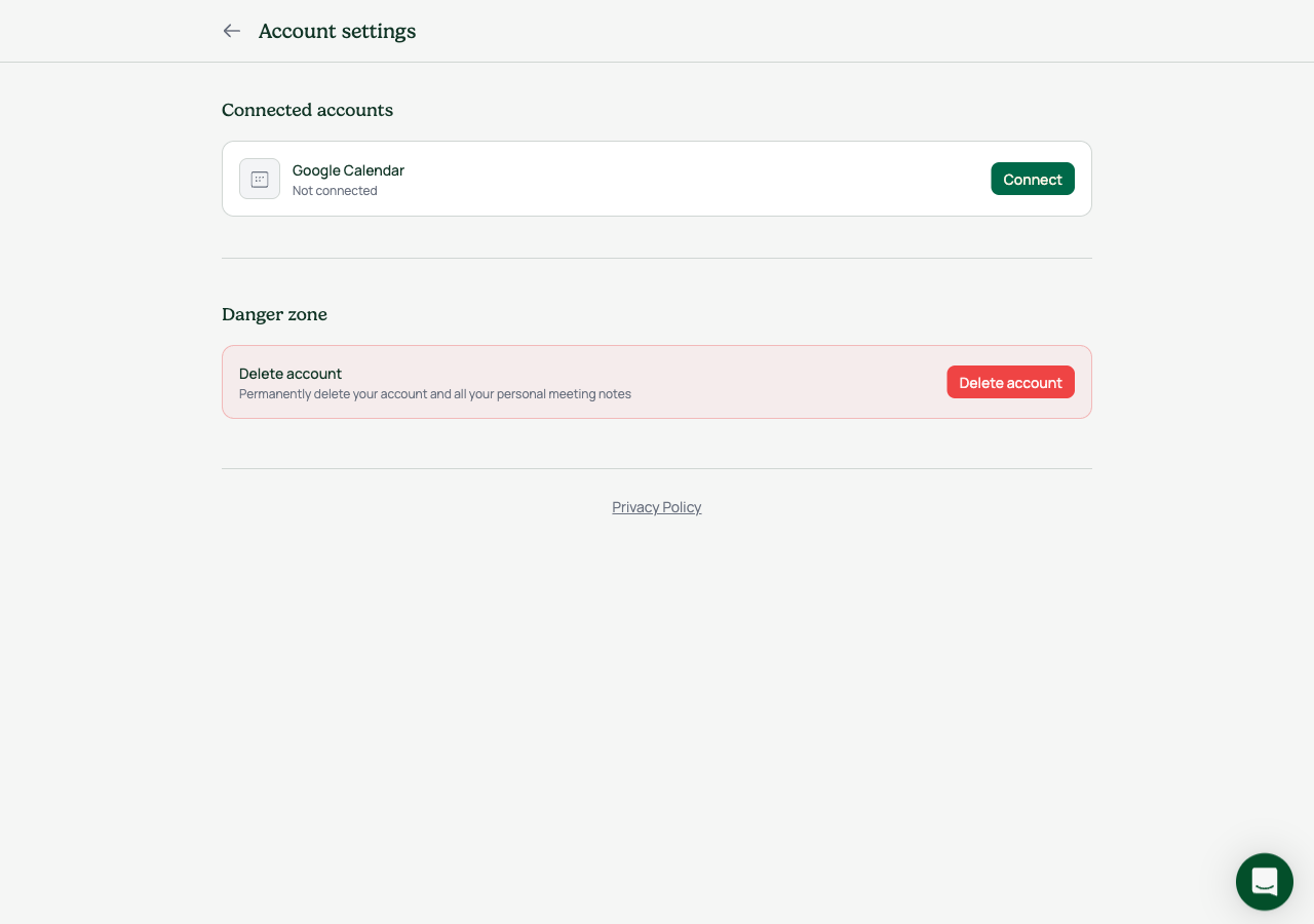 Account settings in light mode, fully readable